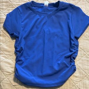 Salt Project Refined Ribbed Cinched Baby Tee- royal blue- XL
